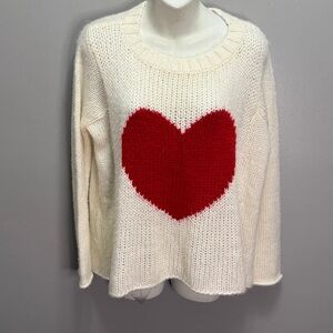 Wooden Ships Heart Print Wool Mohair Crewneck Sweater XS
